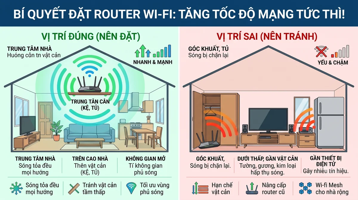 đặt router wi-fi đúng vị trí giúp tăng tốc độ mạng.webp