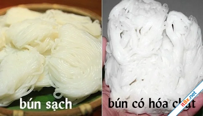 Nhận biết bún nhiễm/nhúng hóa chất